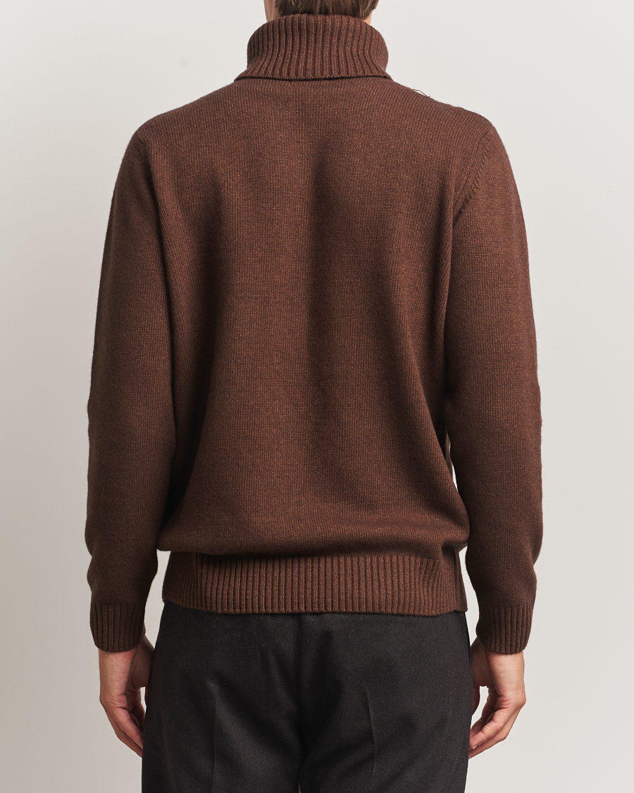 Mies | Puserot | Oscar Jacobson | Heavy Knitted Wool/Cashmere Cable Polo Golden Brown