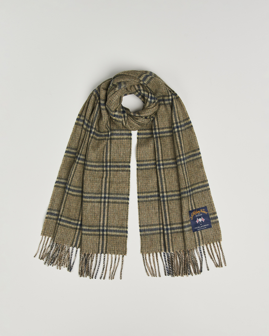 Mies | Kaulaliinat | Oscar Jacobson | Checked Moon Tweed Wool Scarf Green