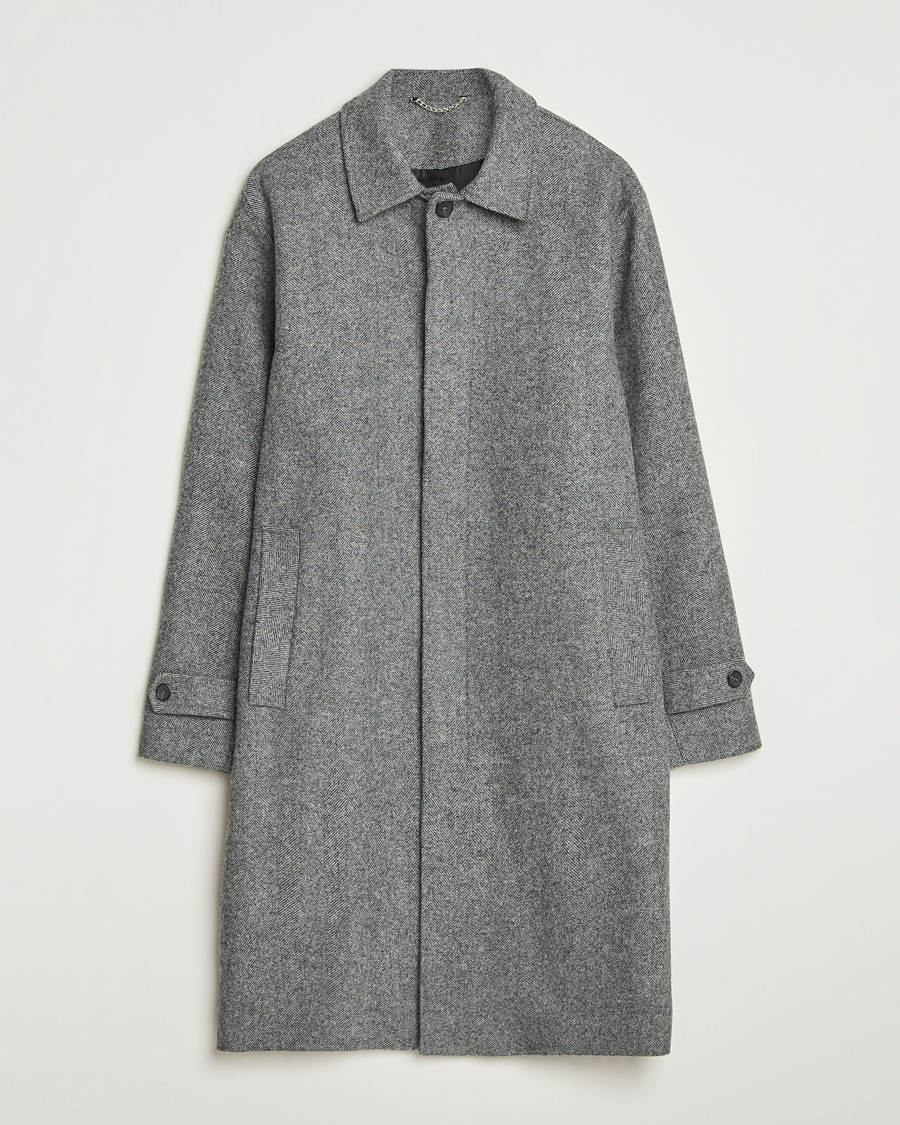 Mies | Takit | Palmes | Herringbone Wool Coat Charcoal