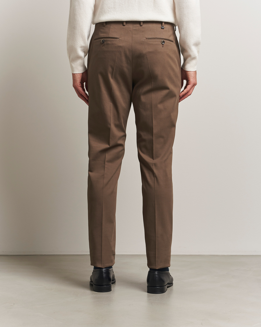 Mies | Housut | PT01 | Slim Fit Pleated Cotton/Cashmere Trousers Dark Brown