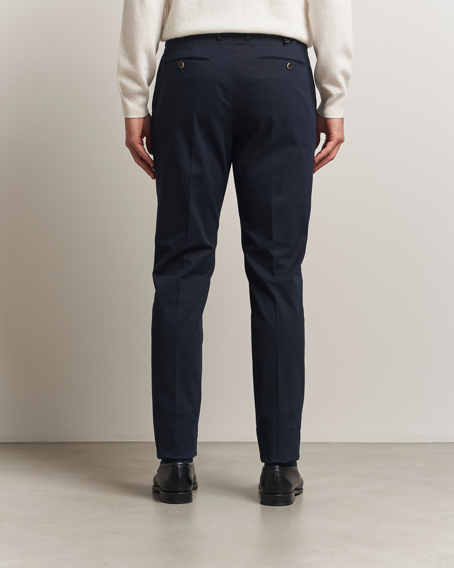 Mies | Housut | PT01 | Slim Fit Pleated Cotton/Cashmere Trousers Navy