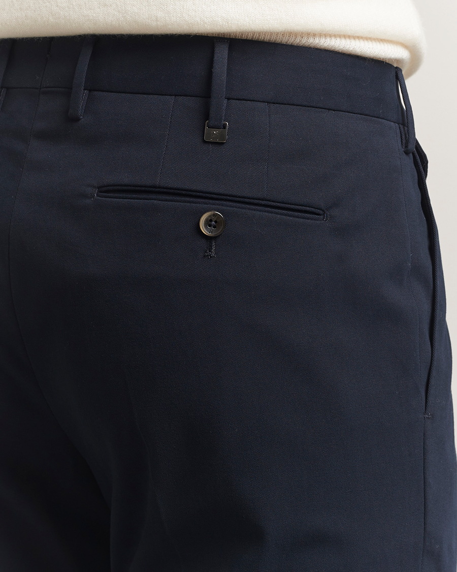 Mies | Housut | PT01 | Slim Fit Pleated Cotton/Cashmere Trousers Navy