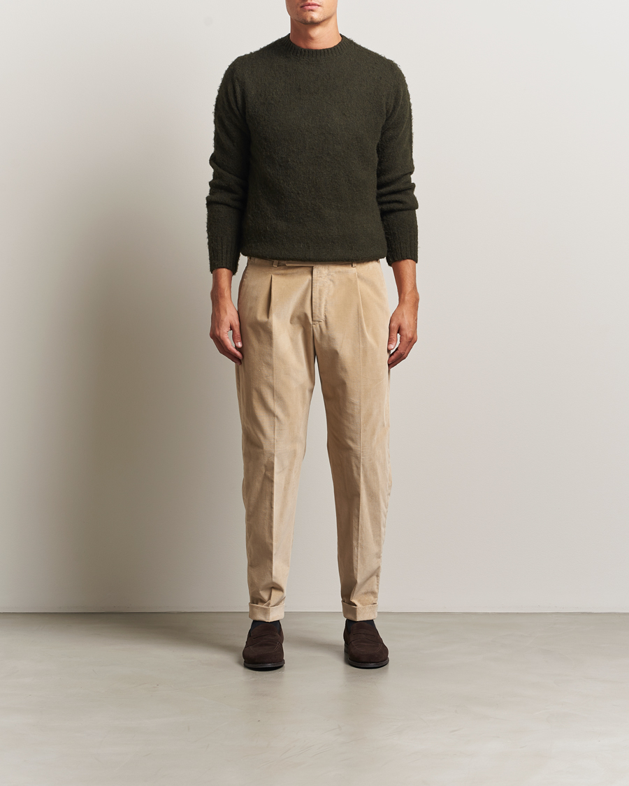 Mies | Housut | PT01 | Slim Fit Pleated Corduroy Trousers Light Beige