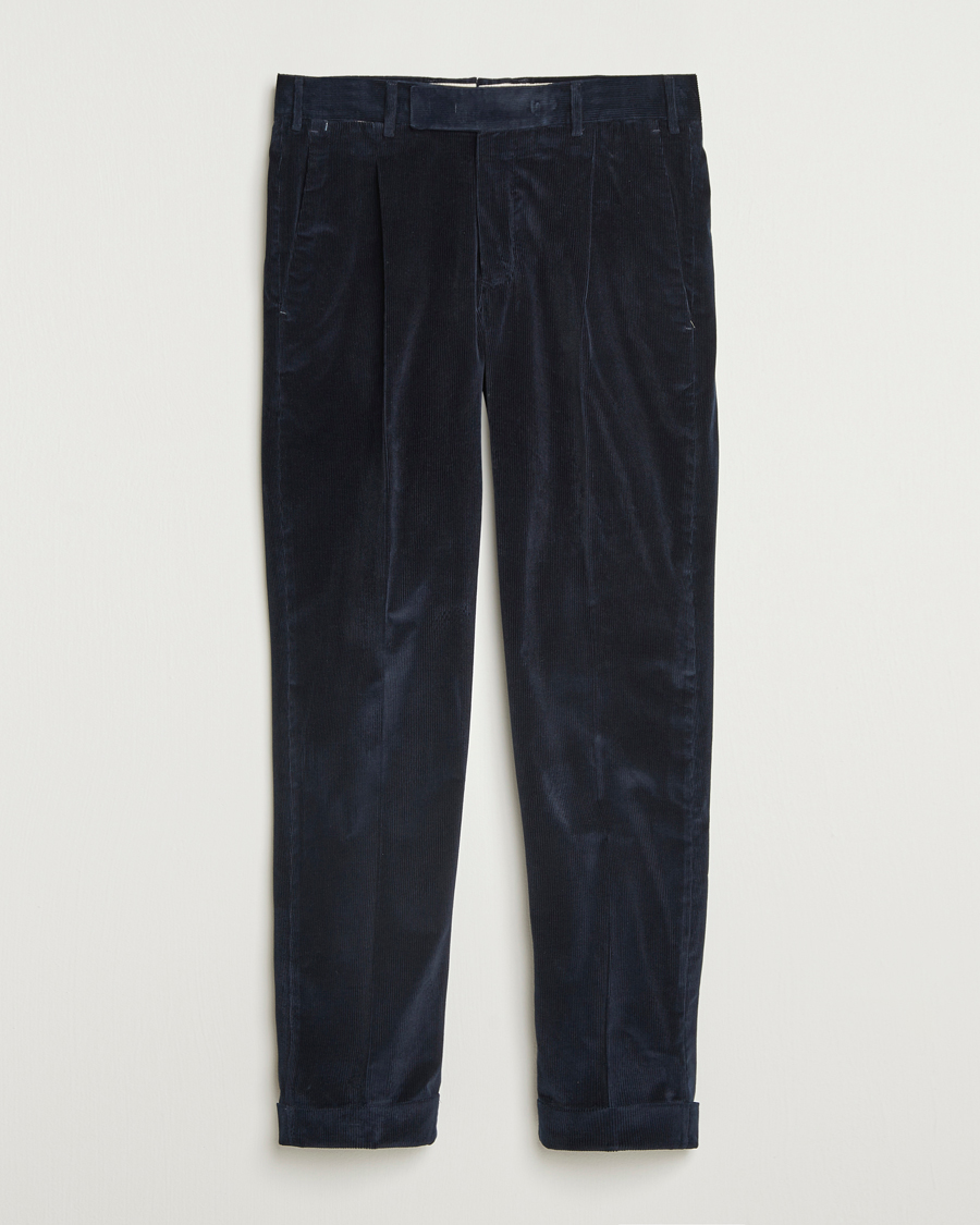 Mies | Housut | PT01 | Rebel Fit Pleated Corduroy Trousers Navy