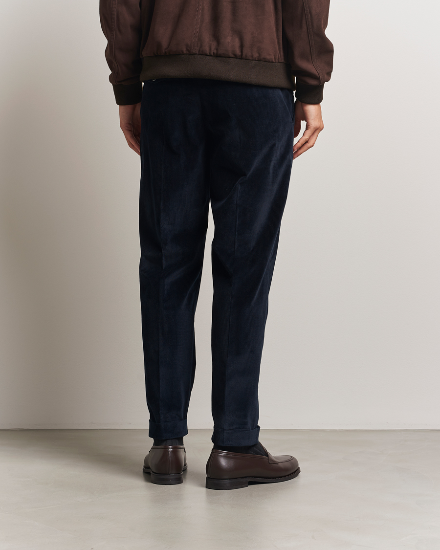 Mies | Housut | PT01 | Rebel Fit Pleated Corduroy Trousers Navy