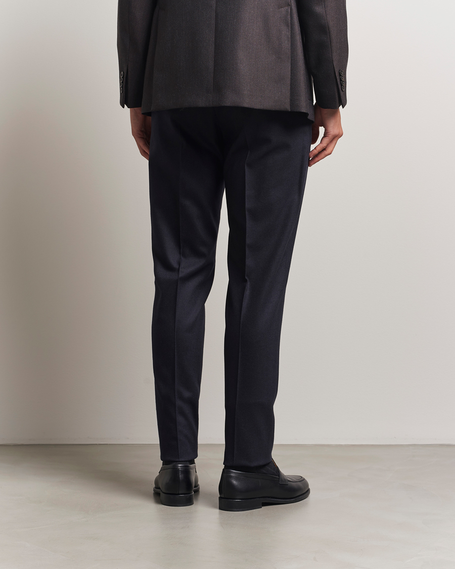 Mies | Housut | PT01 | Slim Fit Pleated Wool/Cashmere Trousers Navy