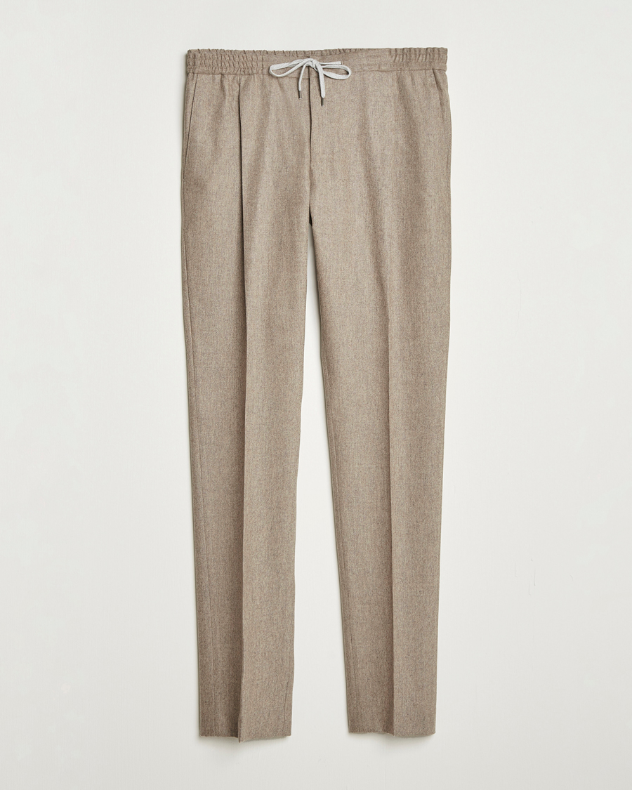 Mies | Housut | PT01 | Slim Fit Wool/Cashmere Drawstring Trousers Beige