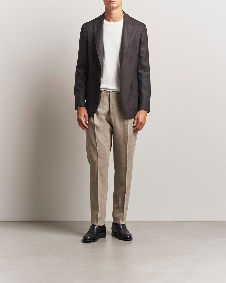 Mies | Housut | PT01 | Slim Fit Wool/Cashmere Drawstring Trousers Beige