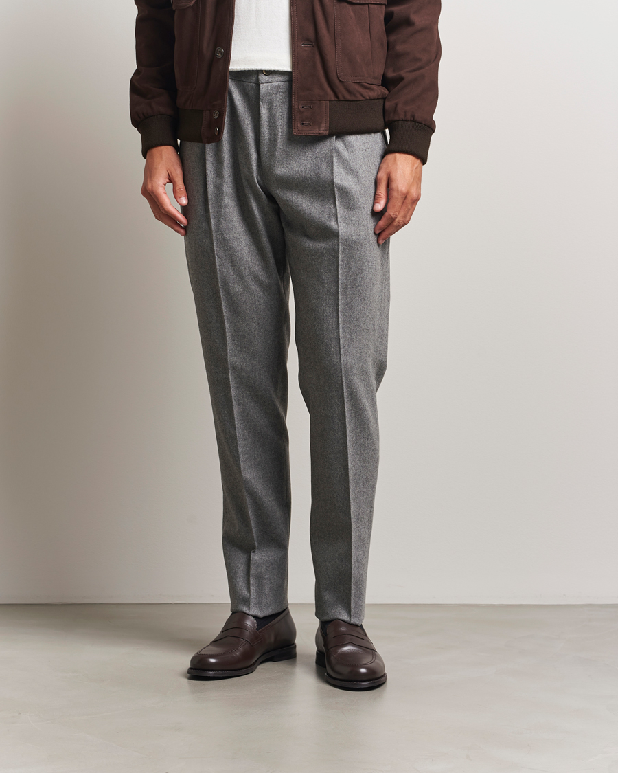Mies | Housut | PT01 | Slim Fit Wool/Cashmere Drawstring Trousers Grey Melange