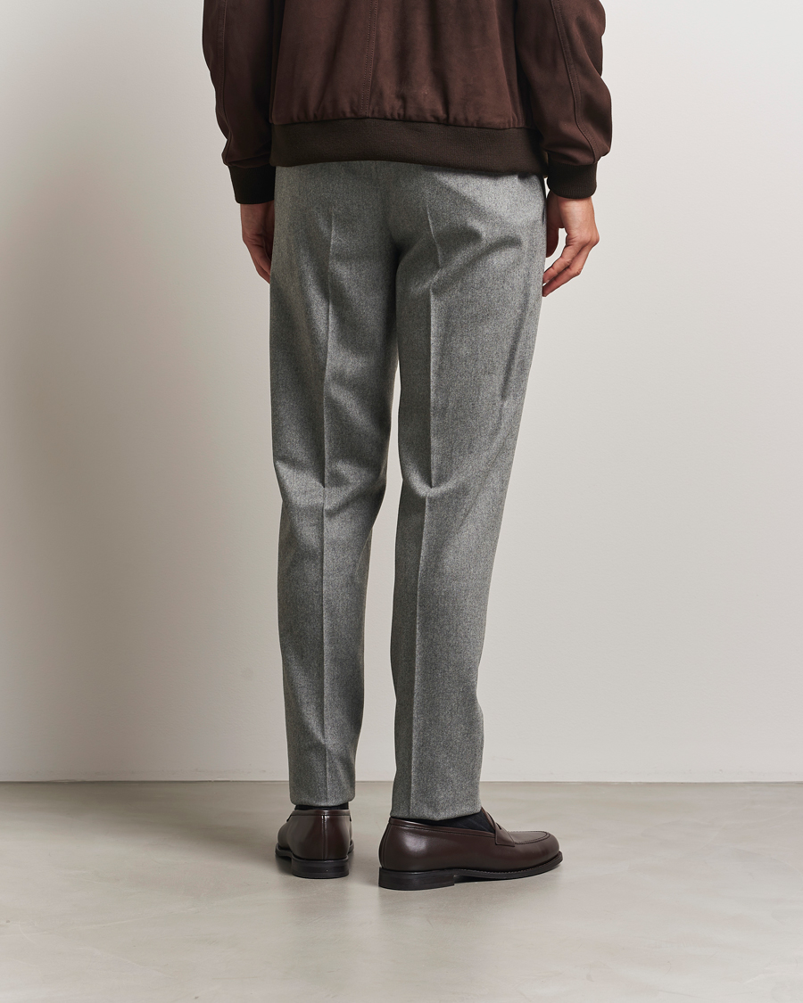 Mies | Housut | PT01 | Slim Fit Wool/Cashmere Drawstring Trousers Grey Melange