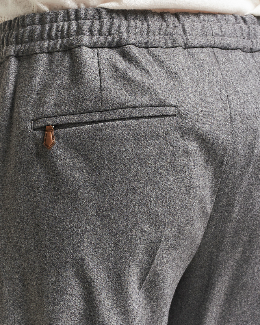 Mies | Housut | PT01 | Slim Fit Wool/Cashmere Drawstring Trousers Grey Melange