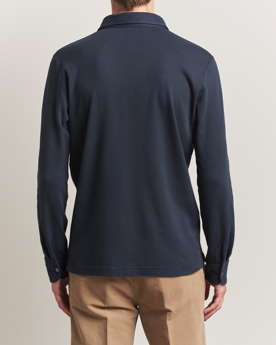 Mies | Pikeet | Zanone | Heavy Jersey Long Sleeve Polo Navy