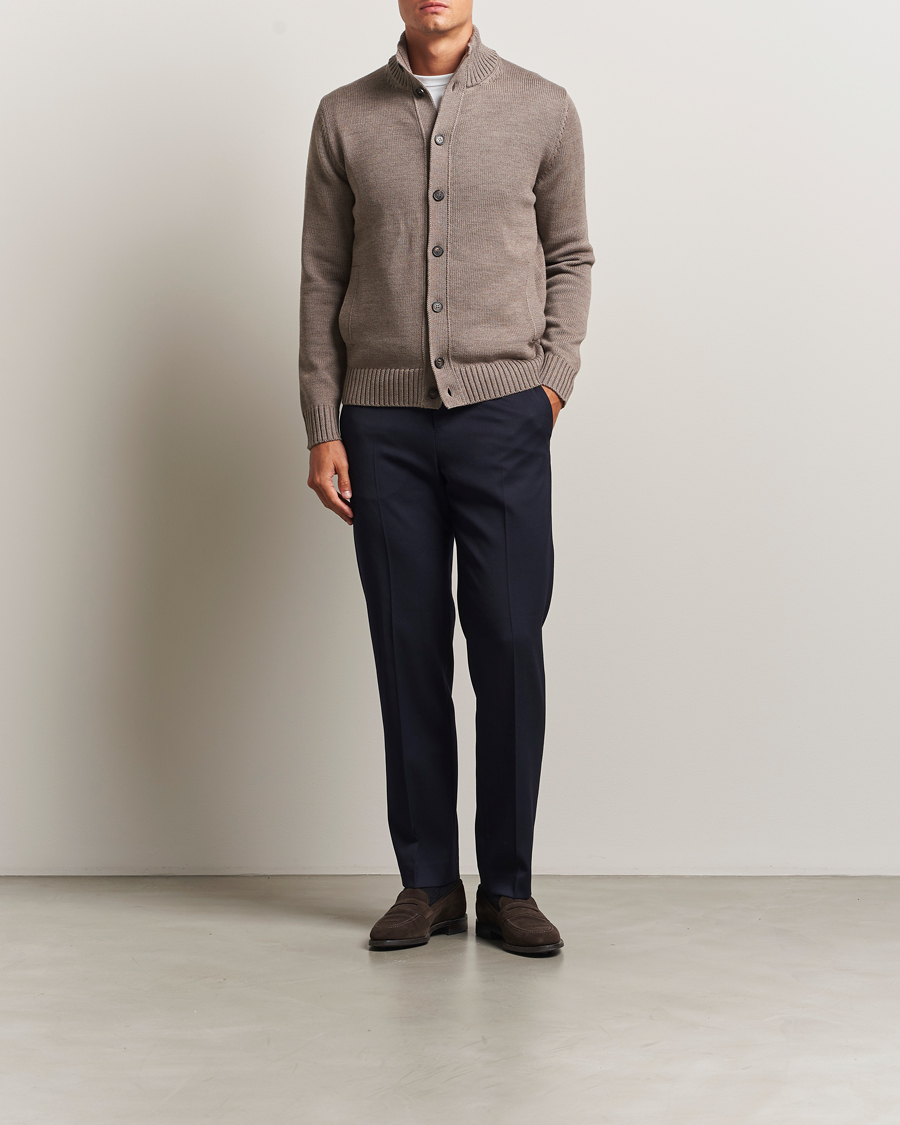 Mies | Puserot | Zanone | Virgin Merino Wool Chioto Taupe