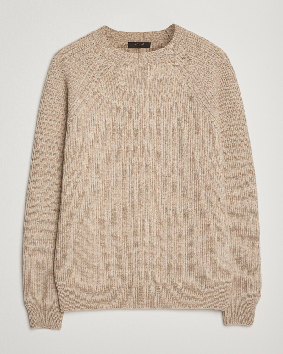 Mies | Puserot | Zanone | Fisherman Rib Wool Sweater Beige