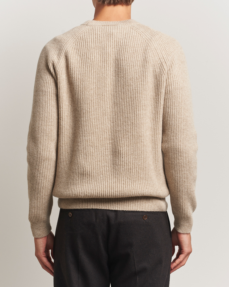 Mies | Puserot | Zanone | Fisherman Rib Wool Sweater Beige