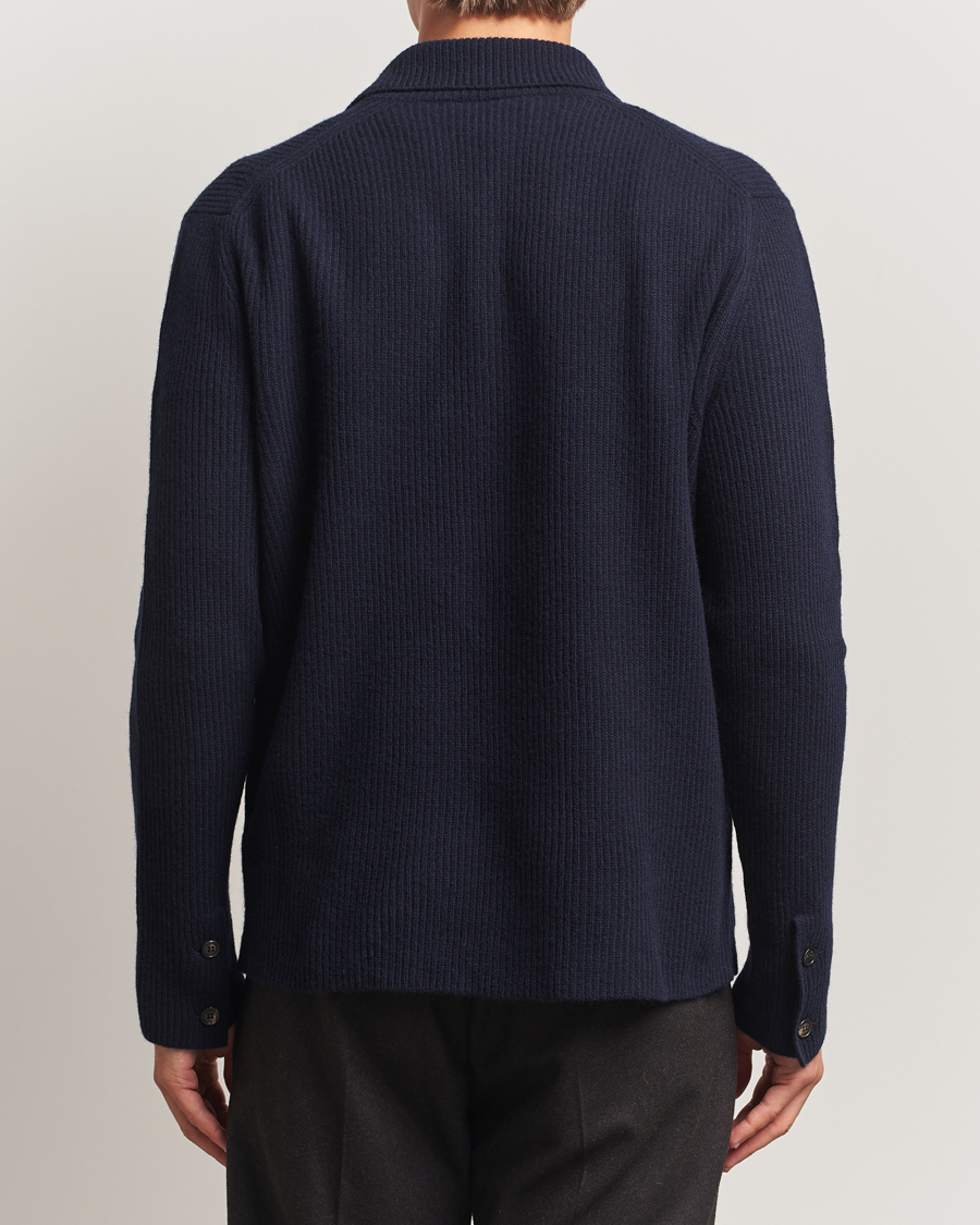 Mies | Puserot | Zanone | Rib Wool Cardigan Jacket Navy