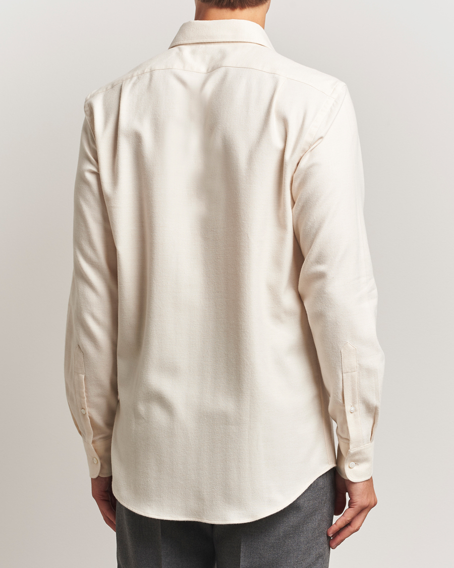 Mies | Kauluspaidat | Ralph Lauren Purple Label | Cotton Flannel Shirt Cream Melange