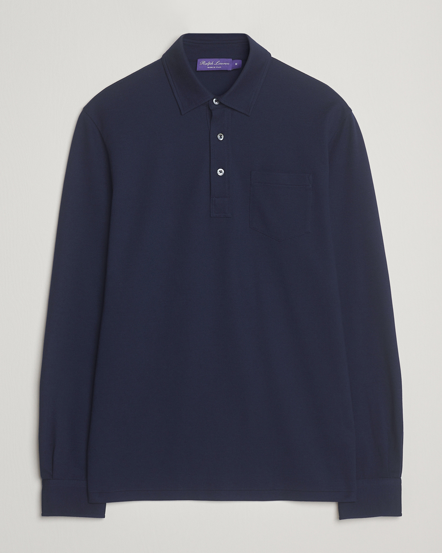 Mies | Pikeet | Ralph Lauren Purple Label | Long Sleeve Polo Shirt Navy