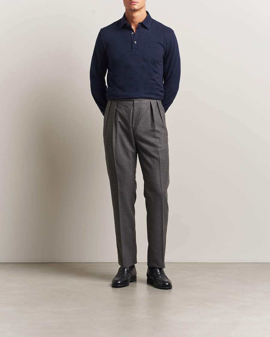 Mies | Pikeet | Ralph Lauren Purple Label | Long Sleeve Polo Shirt Navy