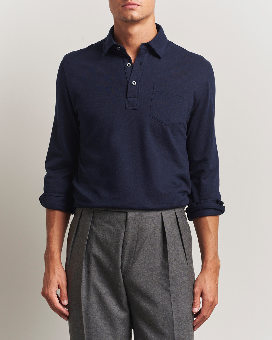 Mies | Pikeet | Ralph Lauren Purple Label | Long Sleeve Polo Shirt Navy