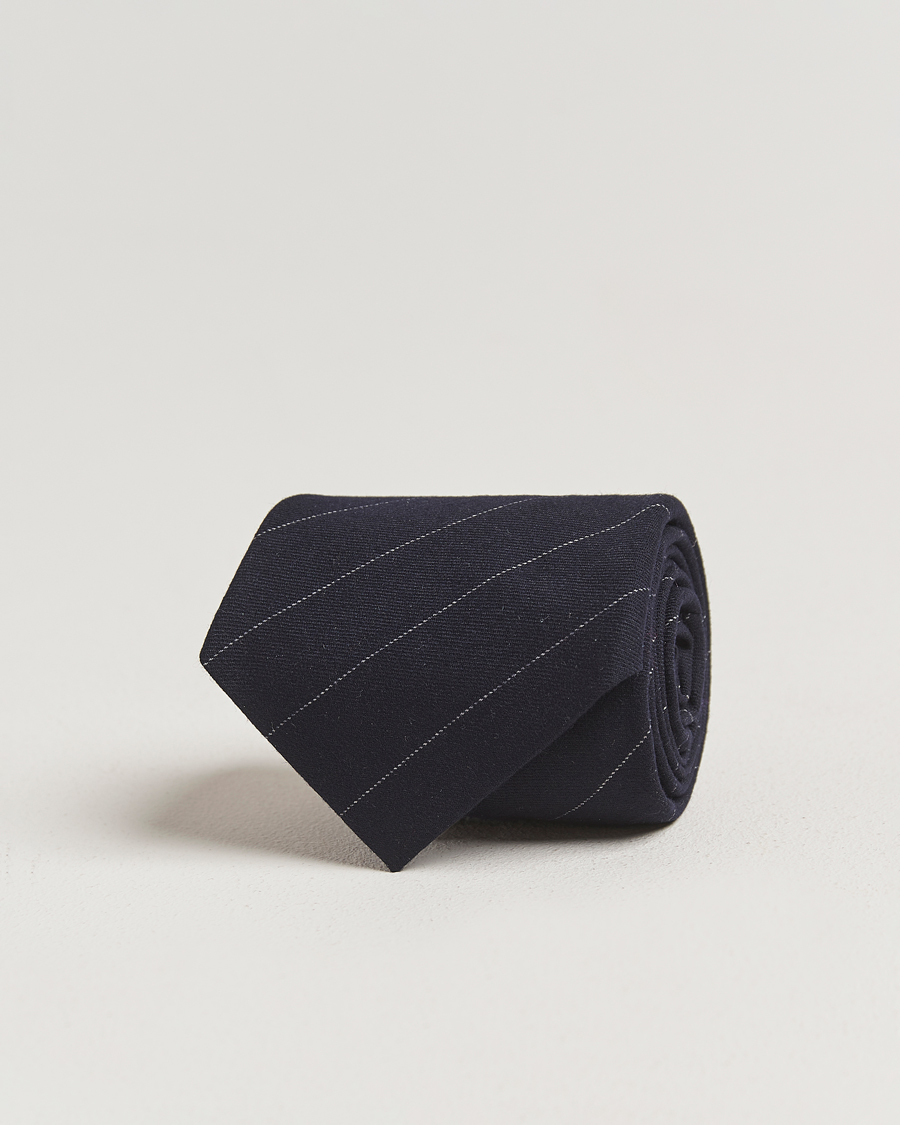 Mies | Ralph Lauren Purple Label Wool Pinstripe Tie Navy/Grey | Ralph Lauren Purple Label | Wool Pinstripe Tie Navy/Grey
