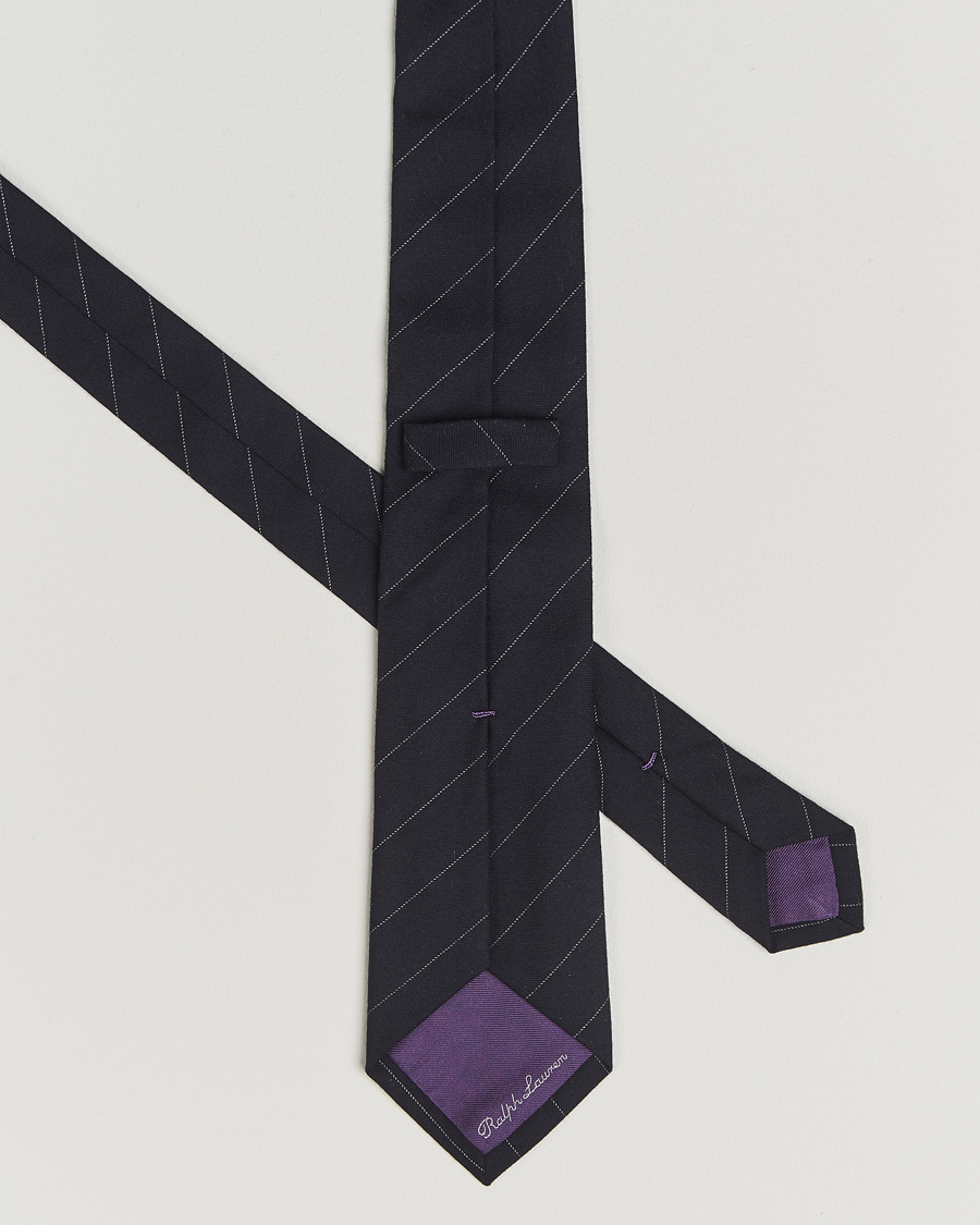 Mies | Ralph Lauren Purple Label Wool Pinstripe Tie Navy/Grey | Ralph Lauren Purple Label | Wool Pinstripe Tie Navy/Grey