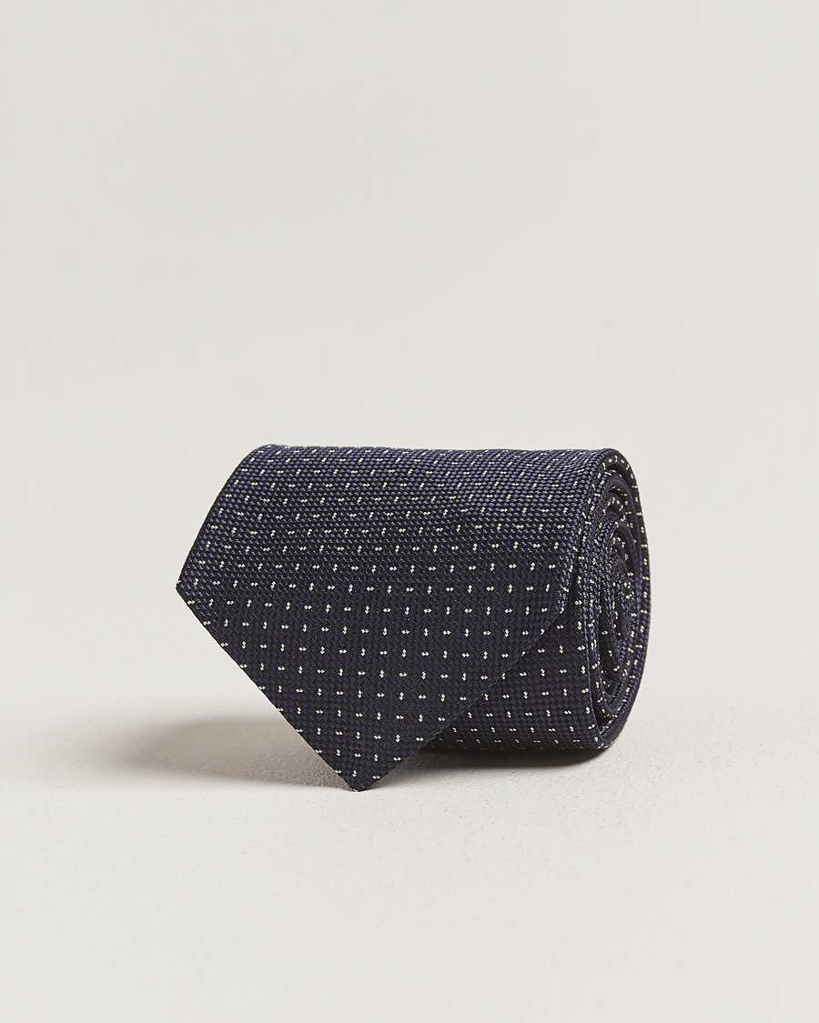 Mies | Solmiot | Ralph Lauren Purple Label | Silk Jacquard Tie Navy/White