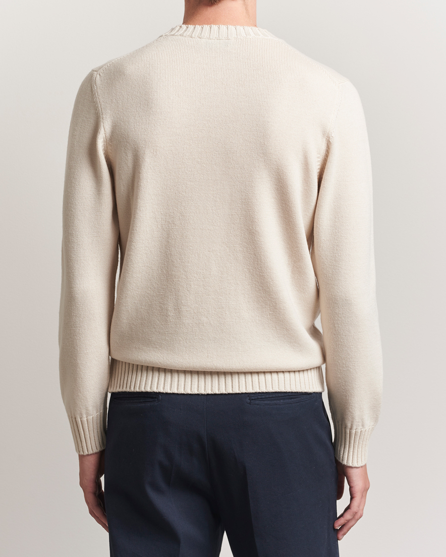 Mies | Puserot | Piacenza Cashmere | Brushed Wool Crew Neck Latte
