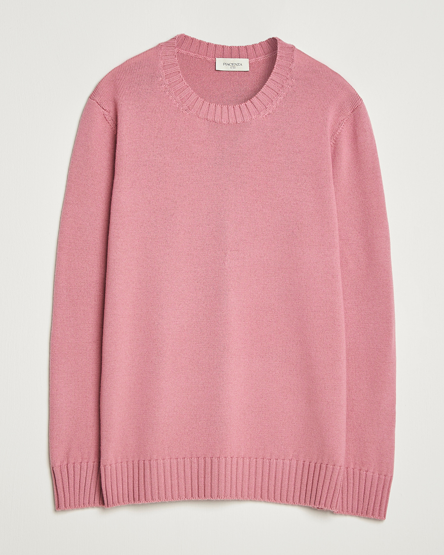 Mies | Puserot | Piacenza Cashmere | Brushed Wool Crew Neck Pink