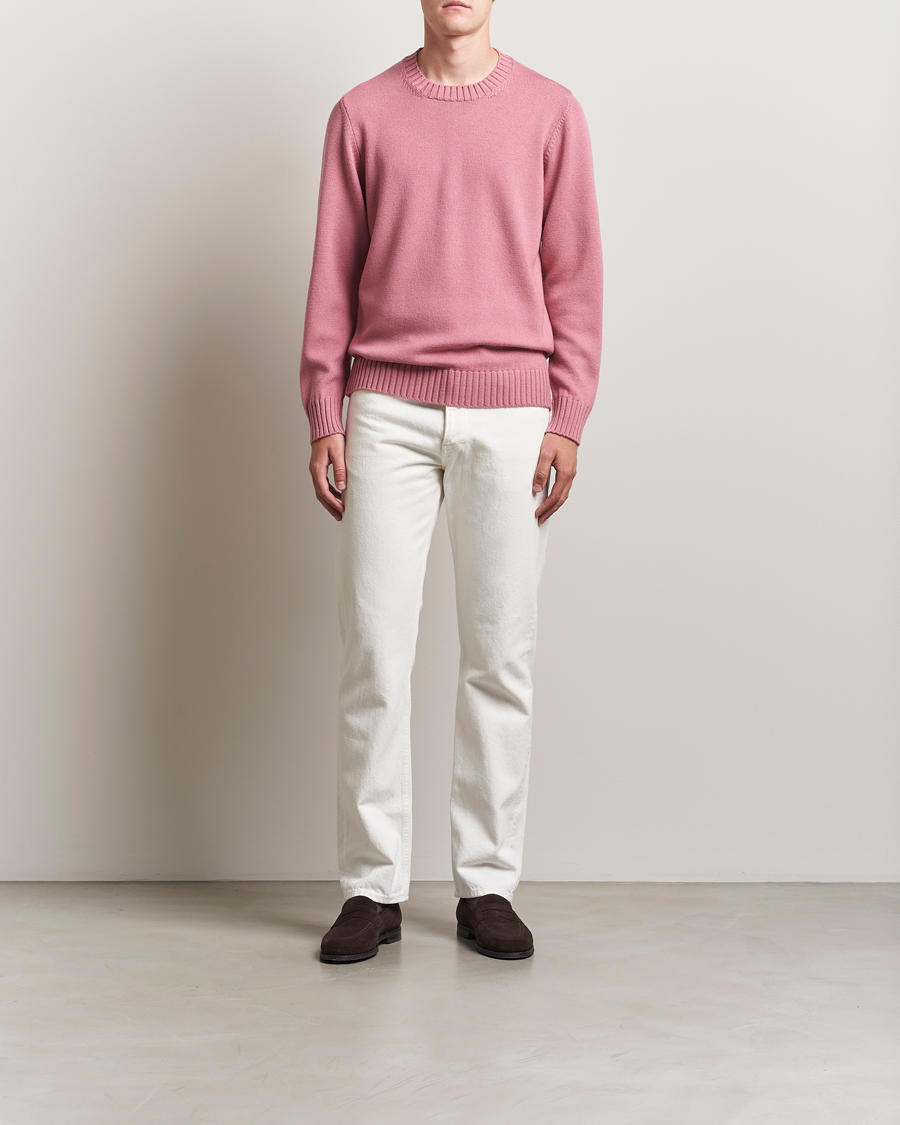 Mies | Puserot | Piacenza Cashmere | Brushed Wool Crew Neck Pink