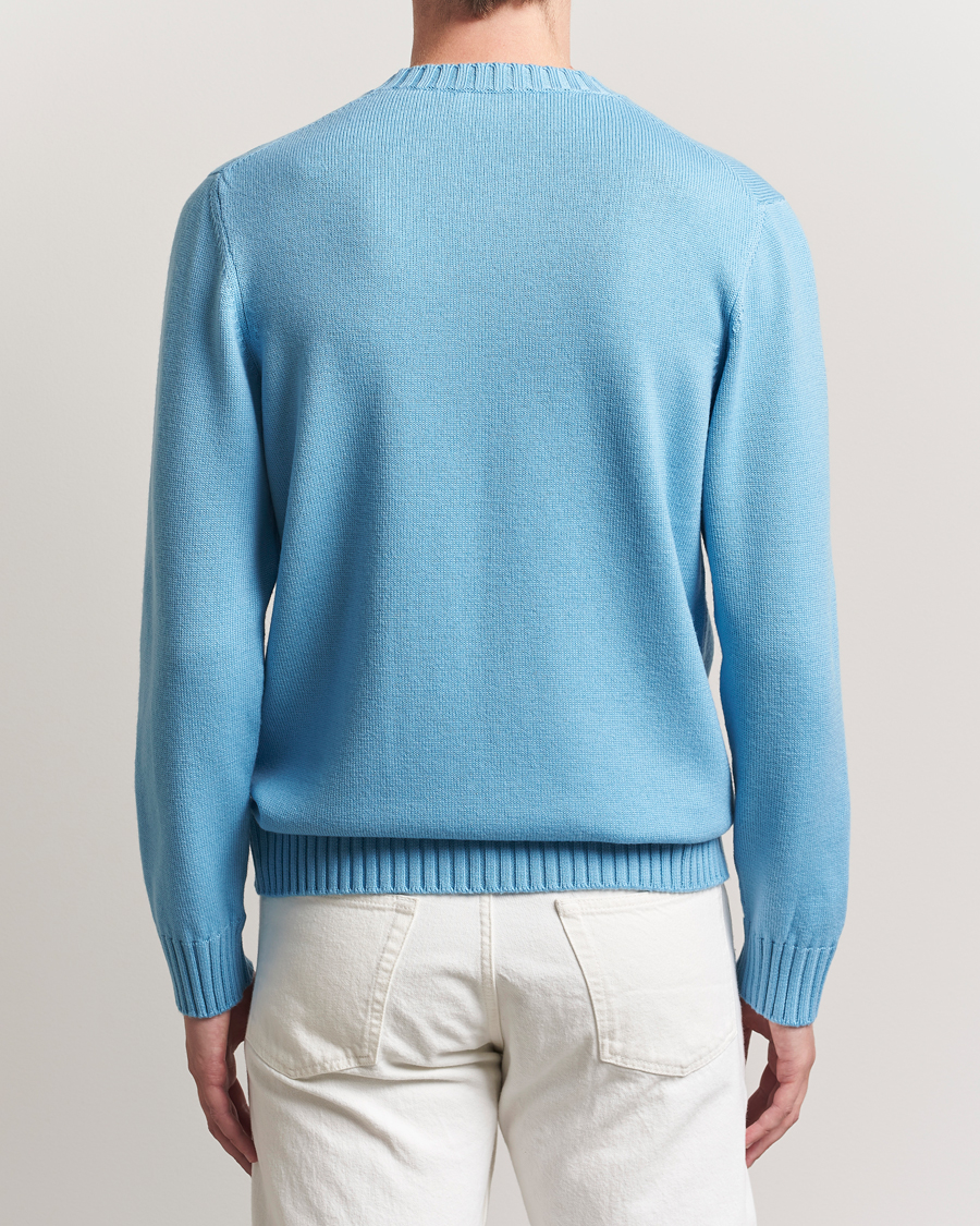 Mies | Puserot | Piacenza Cashmere | Brushed Wool Crew Neck Sky Blue