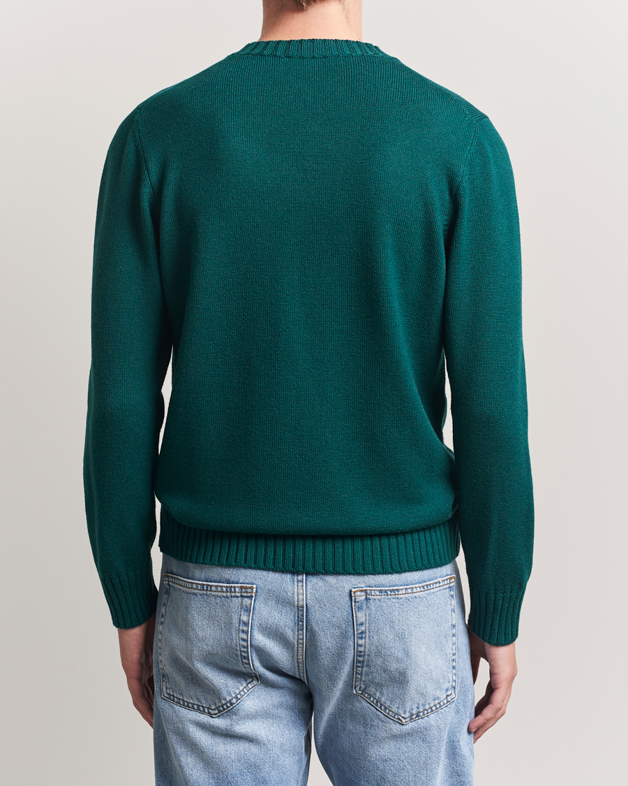 Mies | Puserot | Piacenza Cashmere | Brushed Wool Crew Neck Dark Green