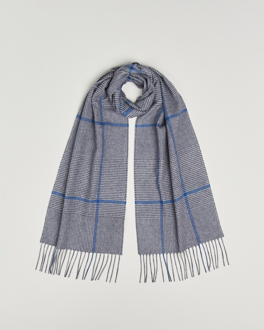 Mies | Kaulaliinat | Piacenza Cashmere | Cashmere/Silk Overcheck Scarf Light Grey