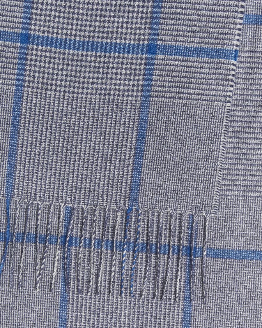 Mies | Kaulaliinat | Piacenza Cashmere | Cashmere/Silk Overcheck Scarf Light Grey