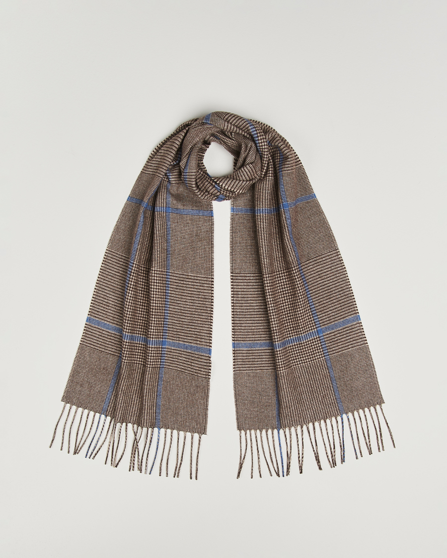 Mies | Piacenza Cashmere Cashmere/Silk Overcheck Scarf Brown | Piacenza Cashmere | Cashmere/Silk Overcheck Scarf Brown