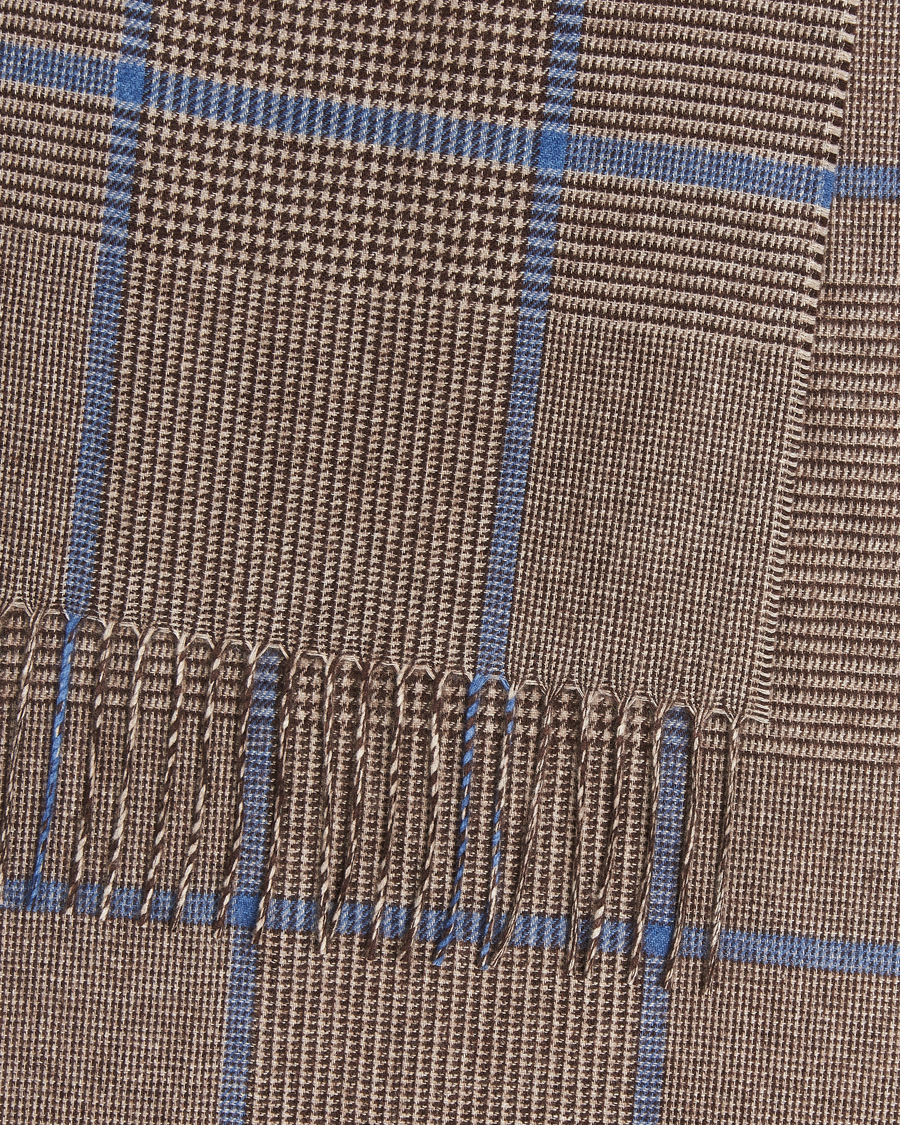 Mies | Piacenza Cashmere Cashmere/Silk Overcheck Scarf Brown | Piacenza Cashmere | Cashmere/Silk Overcheck Scarf Brown