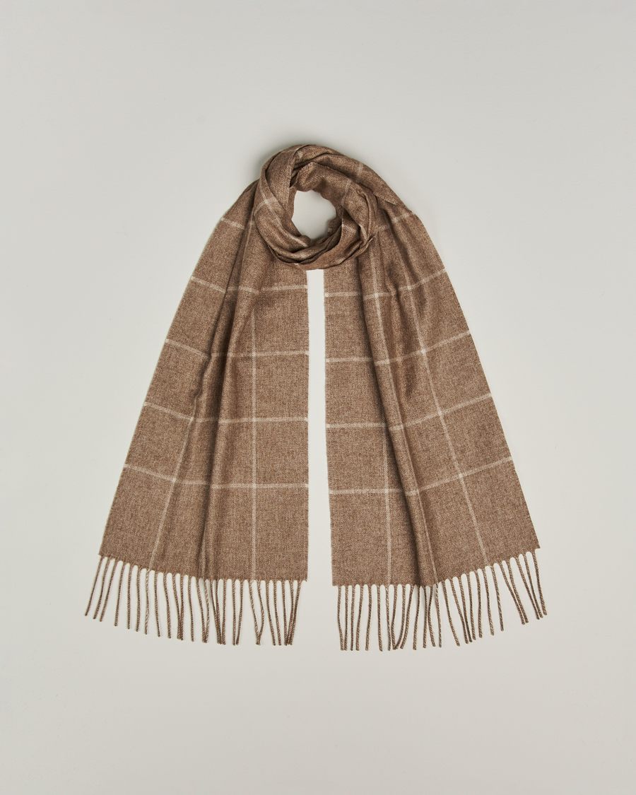 Mies | Piacenza Cashmere Cashmere/Silk Window Pane Scarf Beige | Piacenza Cashmere | Cashmere/Silk Window Pane Scarf Beige
