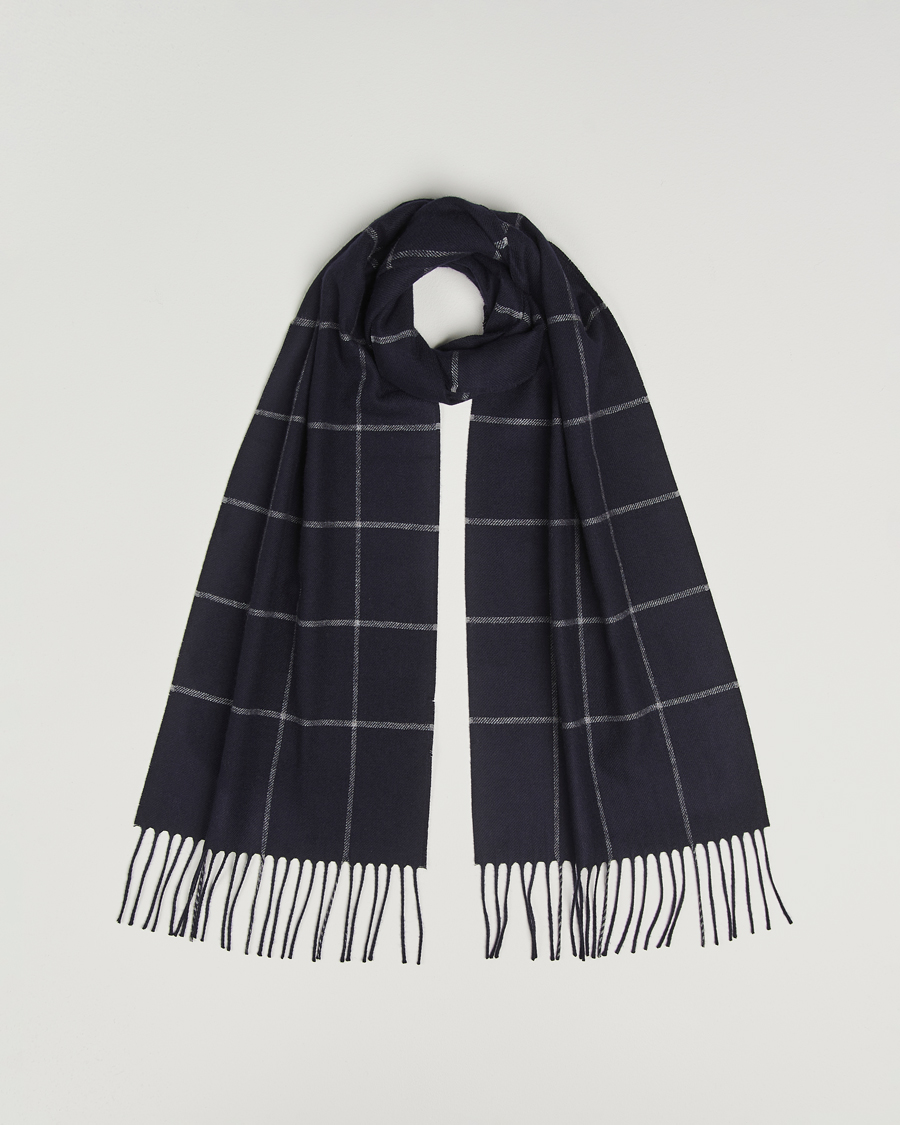 Mies | Piacenza Cashmere Cashmere/Silk Window Pane Scarf Navy | Piacenza Cashmere | Cashmere/Silk Window Pane Scarf Navy