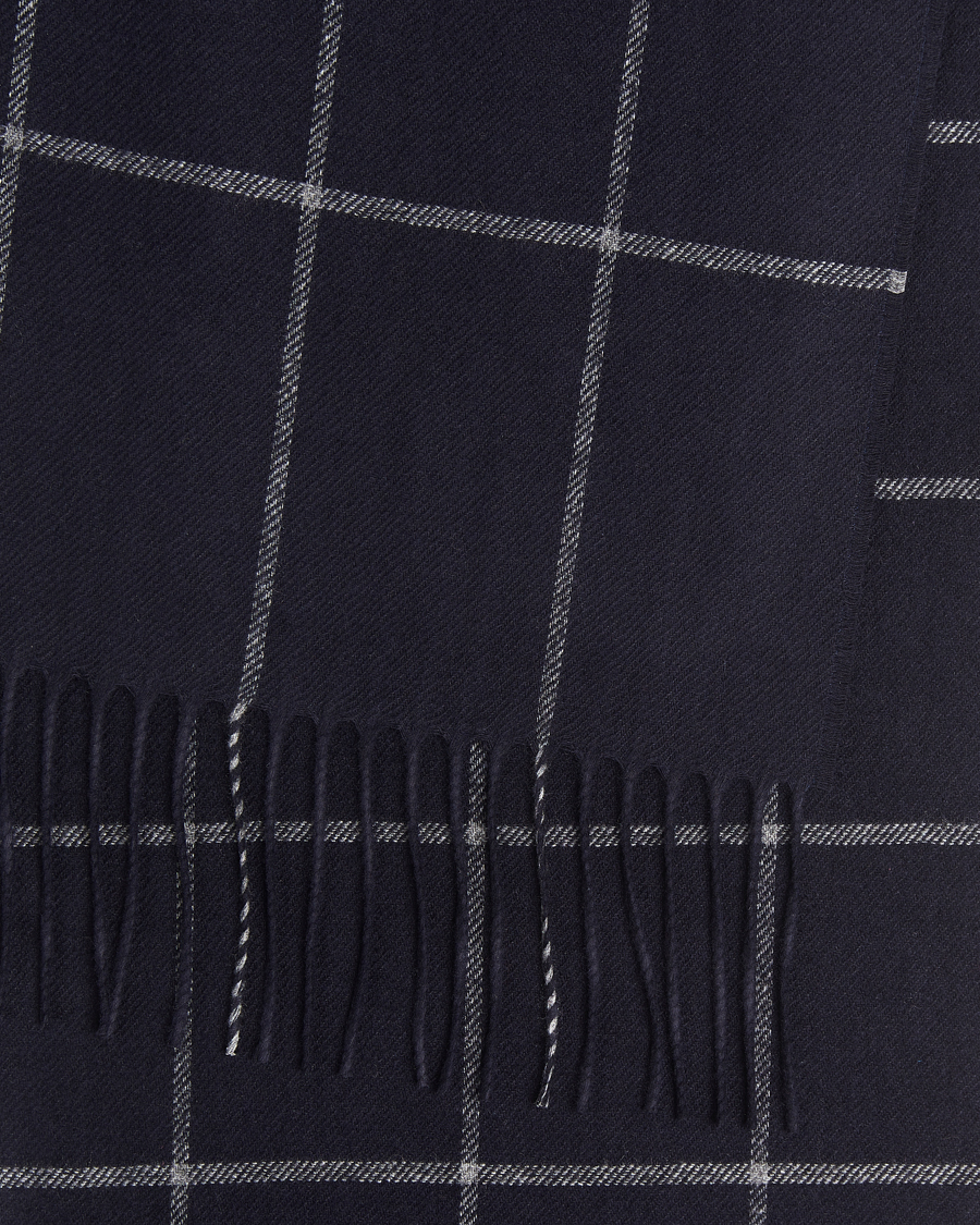 Mies | Piacenza Cashmere Cashmere/Silk Window Pane Scarf Navy | Piacenza Cashmere | Cashmere/Silk Window Pane Scarf Navy
