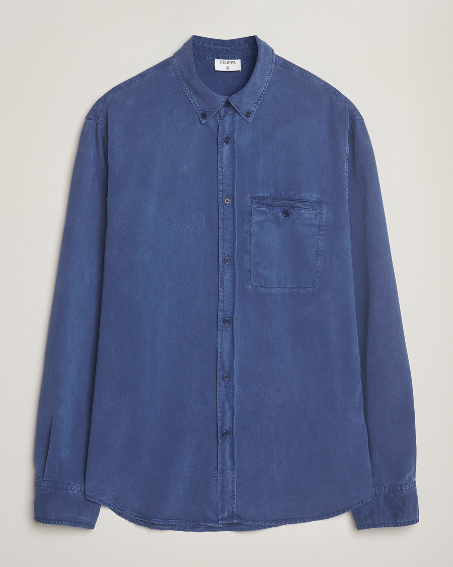 Mies | Kauluspaidat | Filippa K | Zachary Lyocell Shirt Royal Navy