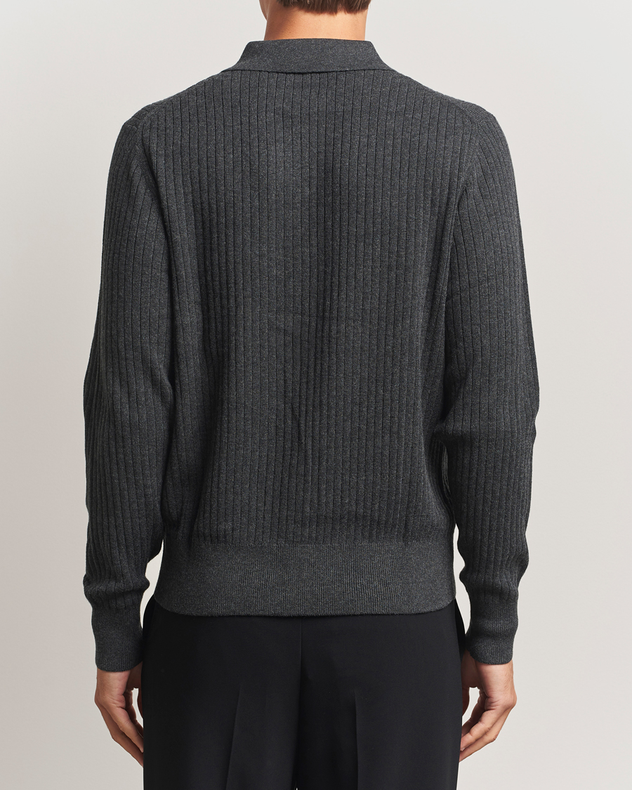 Mies | Puserot | Filippa K | Cotton Merino Knitted Cardigan Anthracite Melange
