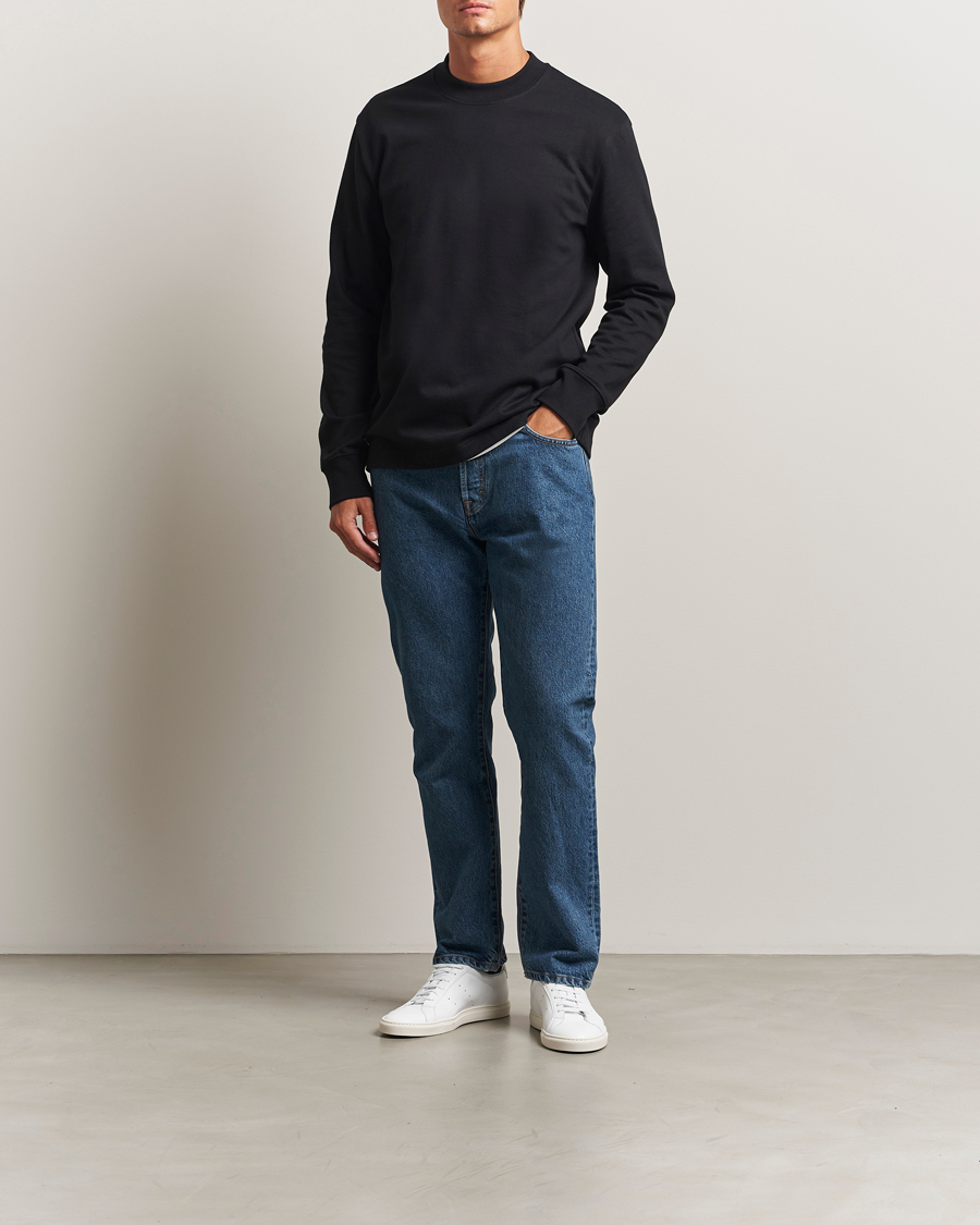 Mies | T-paidat | Filippa K | Heavy Cotton Mock Neck Long Sleeve T-Shirt Black