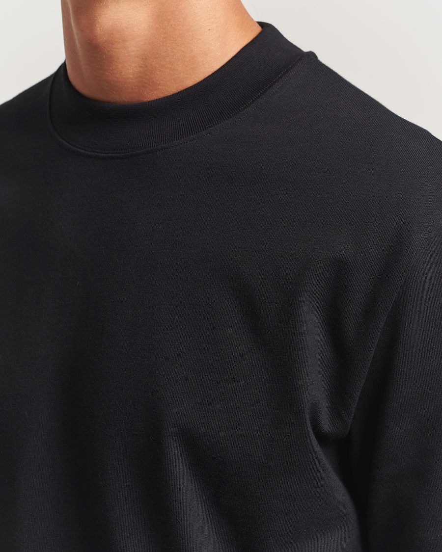 Mies | T-paidat | Filippa K | Heavy Cotton Mock Neck Long Sleeve T-Shirt Black