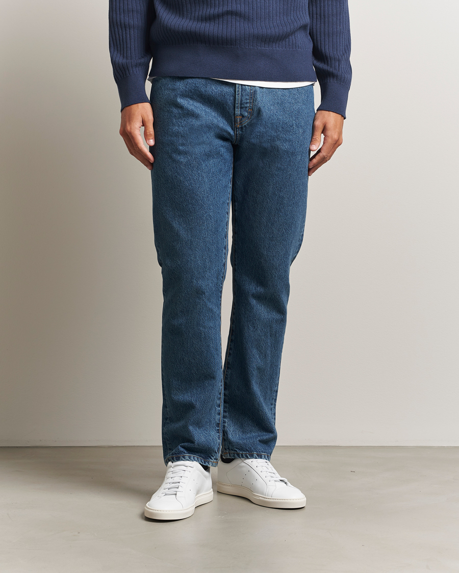 Mies | Housut | Filippa K | Tapered Cropped Jeans Washed Mid Blue