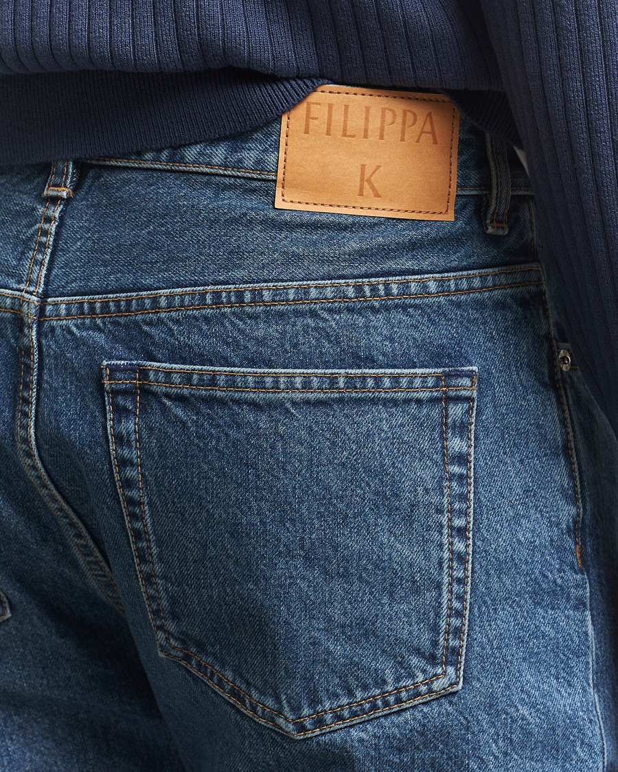 Mies | Housut | Filippa K | Tapered Cropped Jeans Washed Mid Blue