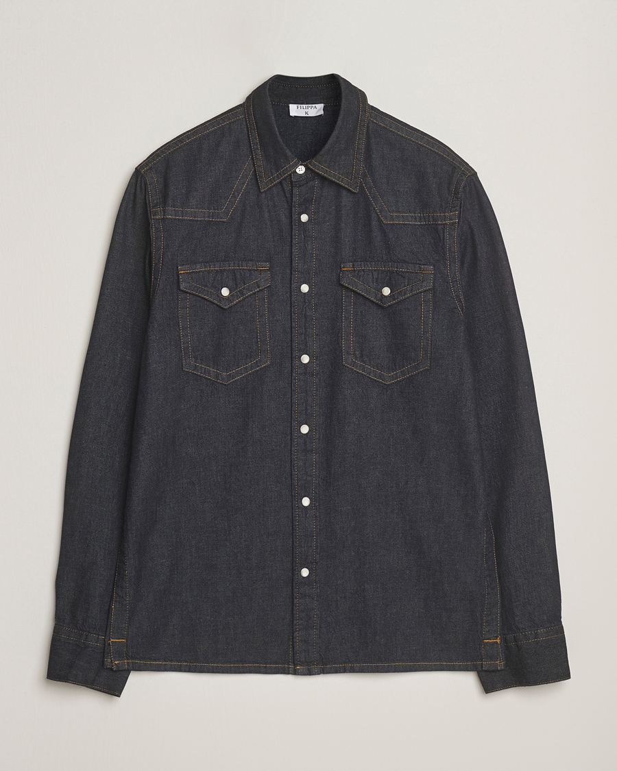 Mies | Kauluspaidat | Filippa K | Western Denim Shirt Rinsed Blue Wash