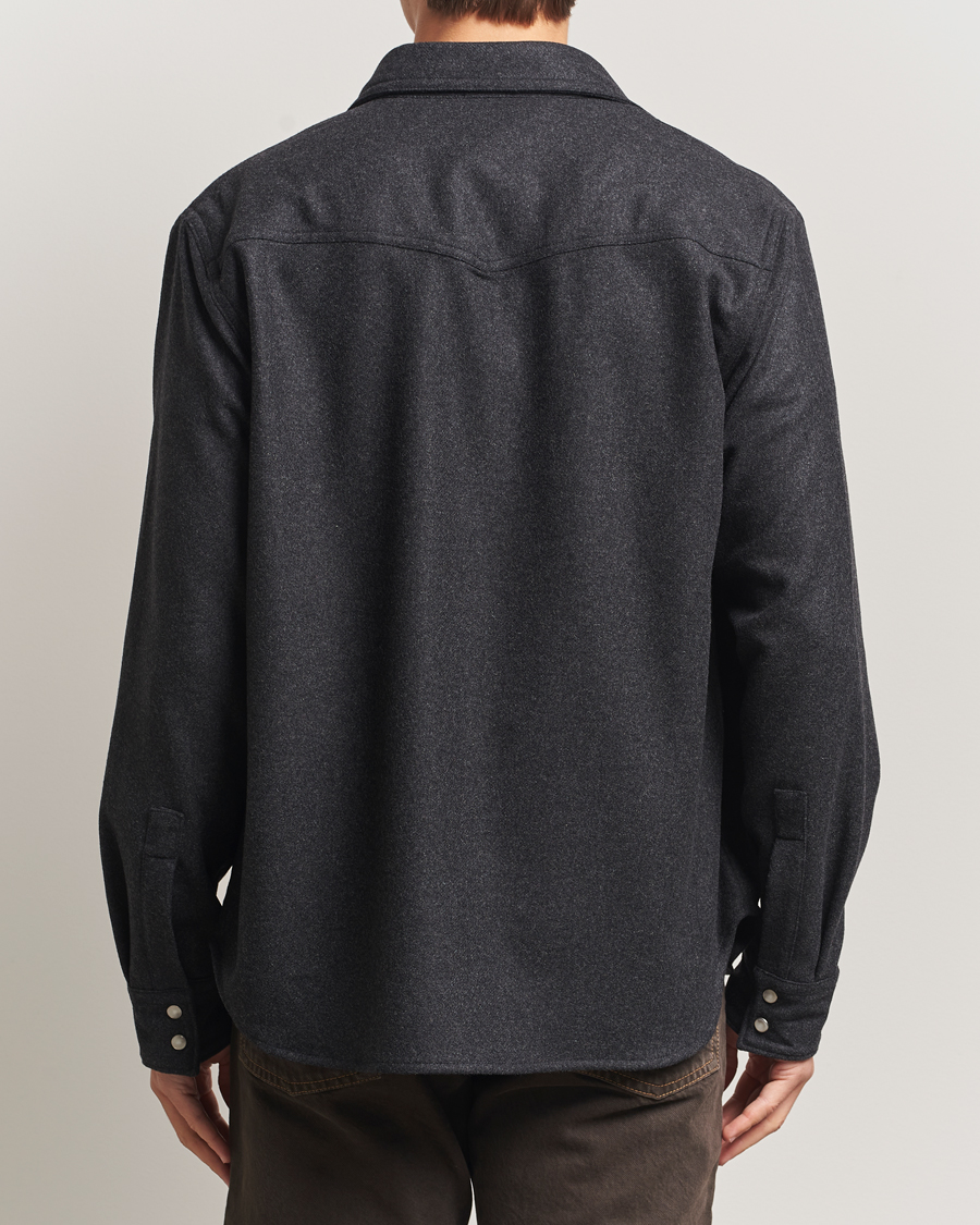 Mies | Kauluspaidat | Filippa K | Western Wool Shirt Anthracite Melange