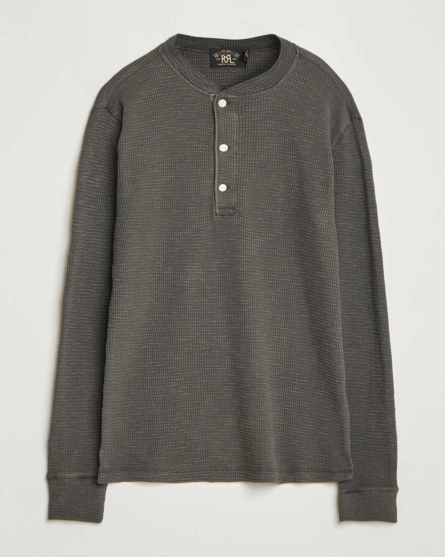 Mies | Puserot | RRL | Long Sleeve Henley Faded Black