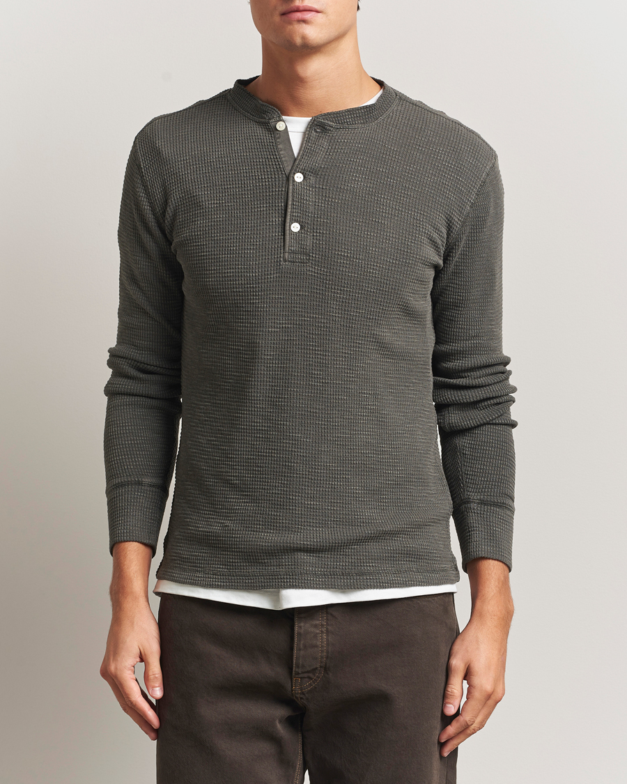 Mies | Puserot | RRL | Long Sleeve Henley Faded Black