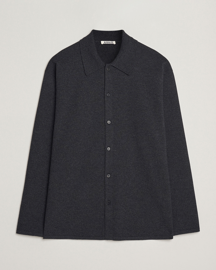 Mies | Puserot | Auralee | Wool Knit Shirt Cardigan Charcoal